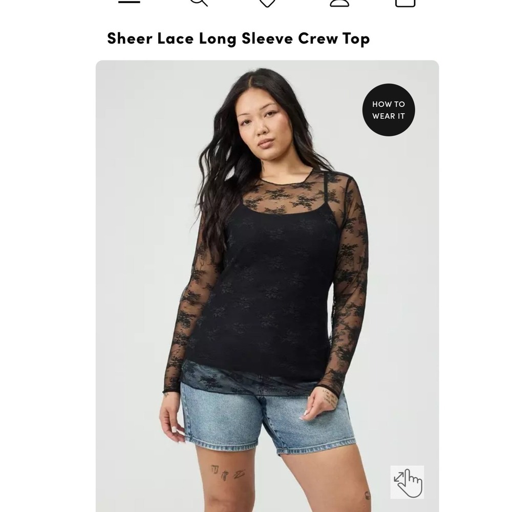 Torrid Sheer Lace Long Sleeve Crew Top NWT size 00